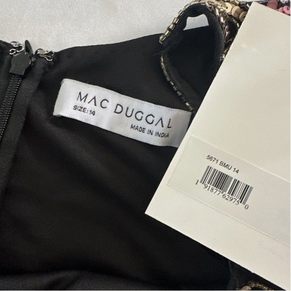 NWT $698 Mac Duggal [ 14‎ ] V-Neck Floral Embellished Gown in Black Pink - Picture 5 of 15